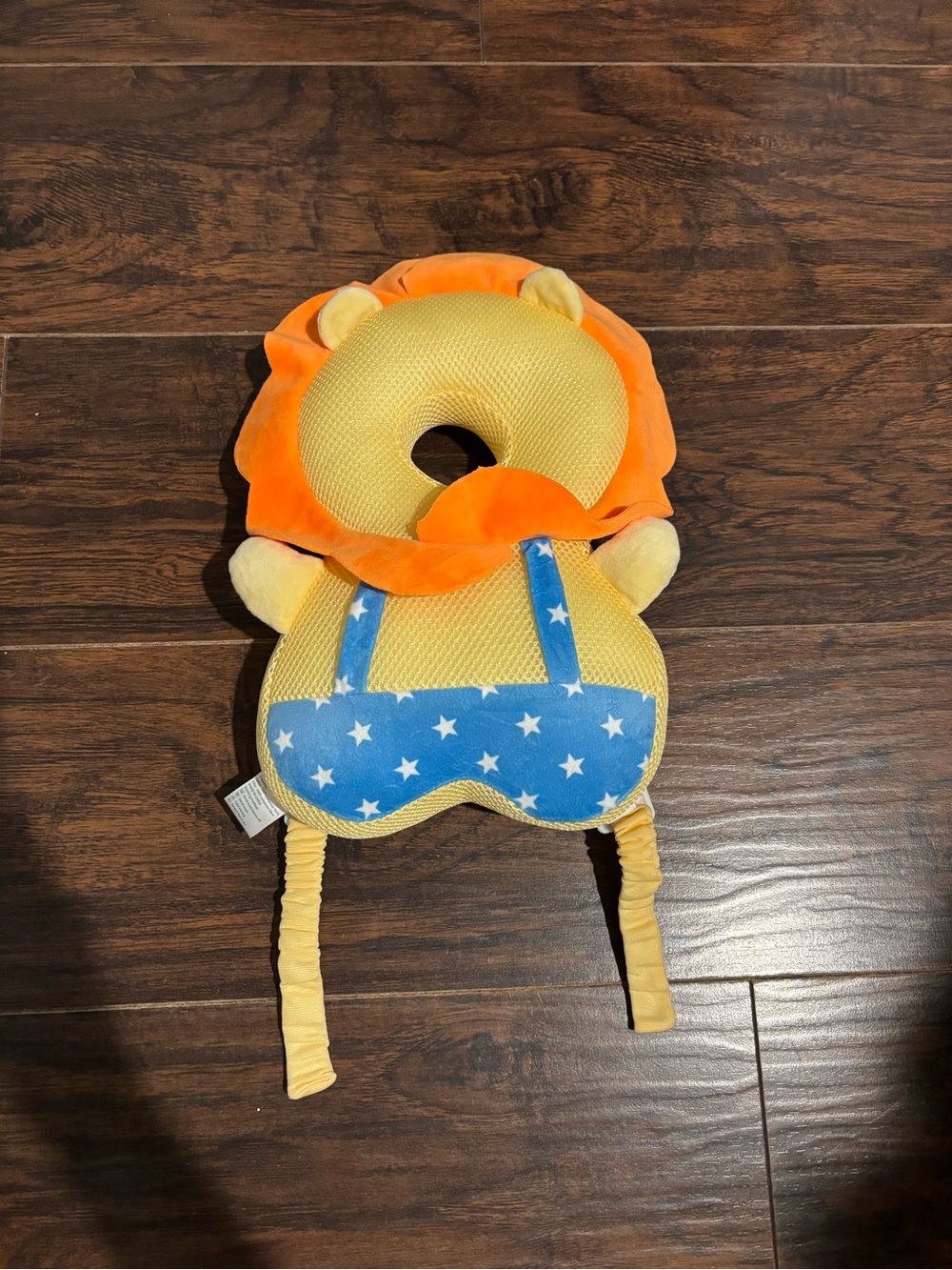 Baby Head Protection Pillow in Orange and Yellow with Blue Star Detail